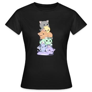 Regenbogen Katzen Haufen - Frauen T-Shirt - Schwarz - Vorne - AI Model Female 172 dark (172cm)