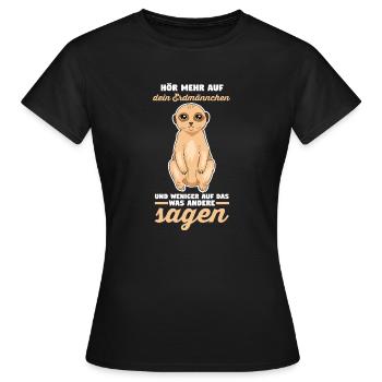 Erdmännchen - Frauen T-Shirt - Schwarz - Vorne - AI Model Female 172 dark (172cm)