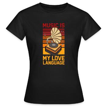 La musique est mon langage d’amour ( Gramophone ) - T-shirt Femme - noir - Devant - AI Model Female 172 dark (172cm)
