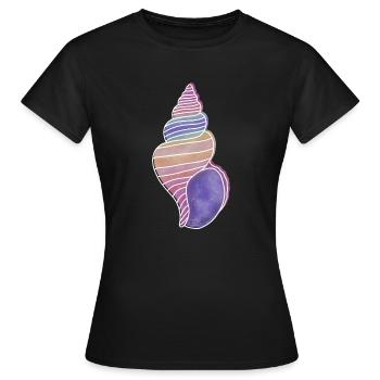 "Snail Shell", Boho Line Art Design, "Shells" - Women's T-Shirt - black - Front - AI Model Female 172 dark (172cm)