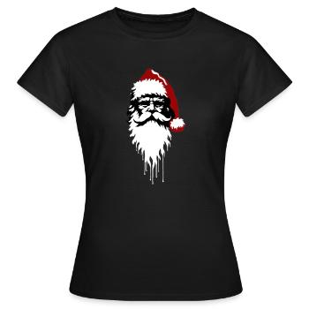 Nicolaus | Pochoir d’art de rue Père Noël - T-shirt Femme - noir - Devant - AI Model Female 172 dark (172cm)
