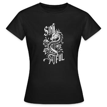 Sinful Dragon: Sword & Roses - Women's T-Shirt - black - Front - AI Model Female 172 dark (172cm)