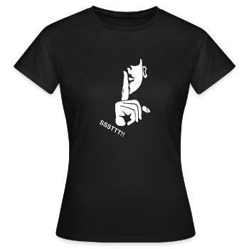 ssttt keep silent - Women's T-Shirt - black - Front - AI Model Female 172 dark (172cm)