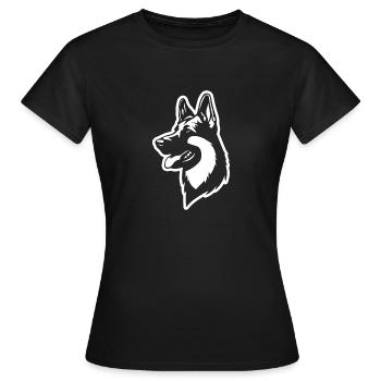 Schäferhund Hund Hundekopf - Frauen T-Shirt - Schwarz - Vorne - AI Model Female 172 dark (172cm)