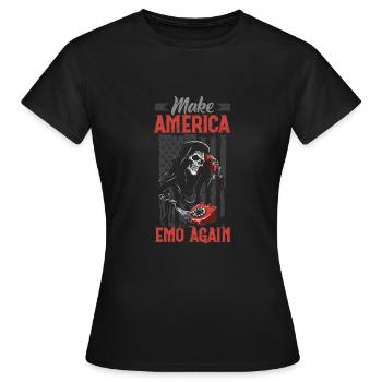 Emoticon Make America Emo Again Emocore Aesthetic - Frauen T-Shirt - Schwarz - Vorne - AI Model Female 172 dark (172cm)