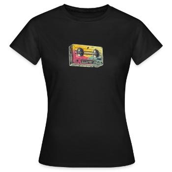 CASSETTE AUDIO ancienne des annees 1950 - T-shirt Femme - noir - Devant - AI Model Female 172 dark (172cm)