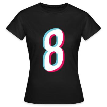 8 - NUMMER 8 - Zahl 8 Trikotnummer - Frauen T-Shirt - Schwarz - Vorne - AI Model Female 172 dark (172cm)