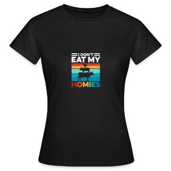 Je ne mange pas mes homies drôle végétarien végétalien - T-shirt Femme - noir - Devant - AI Model Female 172 dark (172cm)