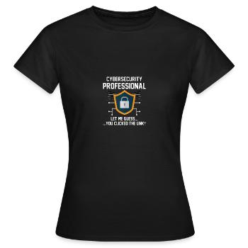 Professionnel de la cybersécurité sur lequel vous avez cliqué Lien - T-shirt Femme - noir - Devant - AI Model Female 172 dark (172cm)
