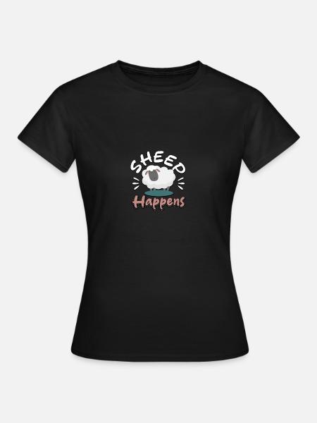 Sheep Happens Ironischer Schafhirte - Frauen T-Shirt - Schwarz