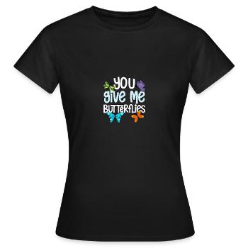 Tu me donnes des papillons Entomologie - T-shirt Femme - noir - Devant - AI Model Female 172 dark (172cm)