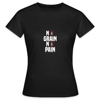 Sans céréales Pas de douleur Sensibilisation sans gluten Maladie cœliaque - T-shirt Femme - noir - Devant - AI Model Female 172 dark (172cm)