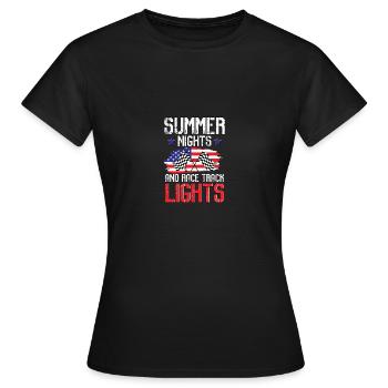 Nuits d’été et lumières de piste de course Simulateur de course - T-shirt Femme - noir - Devant - AI Model Female 172 dark (172cm)