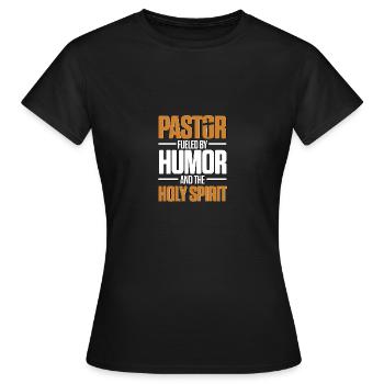 Un pasteur alimenté par l’humour pour les pasteurs - T-shirt Femme - noir - Devant - AI Model Female 172 dark (172cm)
