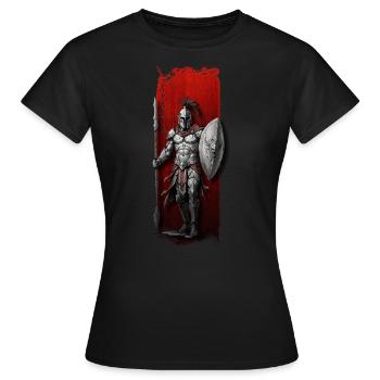 Spartanischer Krieger mit Speer und Schild - Frauen T-Shirt - Schwarz - Vorne - AI Model Female 172 dark (172cm)