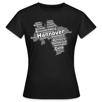 Niedersachsen Bundesland: Niedersachsens Städte - Frauen T-Shirt - Schwarz - Vorne - AI Model Female 172 dark (172cm)