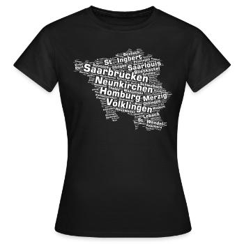 Etat de la Sarre: villes de la Sarre - T-shirt Femme - noir - Devant - AI Model Female 172 dark (172cm)