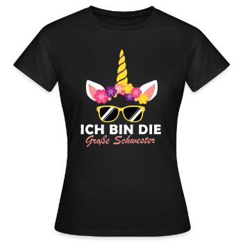Einhorn Ich bin die große Schwester - Frauen T-Shirt - Schwarz - Vorne - AI Model Female 172 dark (172cm)