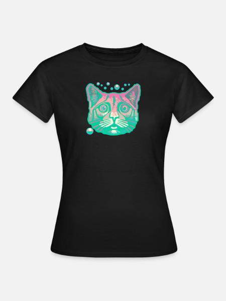 spirituelle grüne Yoga Katze - Dame-T-shirt - sort