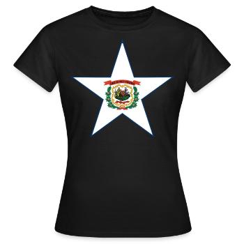 West Virginia Fan Shirt – Natur & Stolz - Frauen T-Shirt - Schwarz - Vorne - AI Model Female 172 dark (172cm)