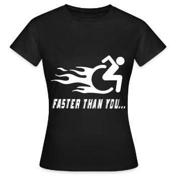 Rollstuhl Handicap Humor Behinderung Rolli - Frauen T-Shirt - Schwarz - Vorne - AI Model Female 172 dark (172cm)
