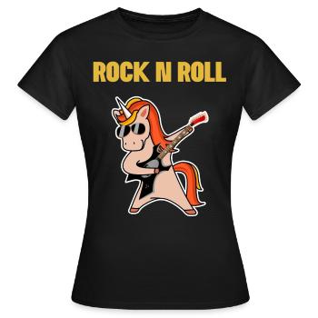 Idée cadeau de licorne Rock n roll - T-shirt Femme - noir - Devant - AI Model Female 172 dark (172cm)
