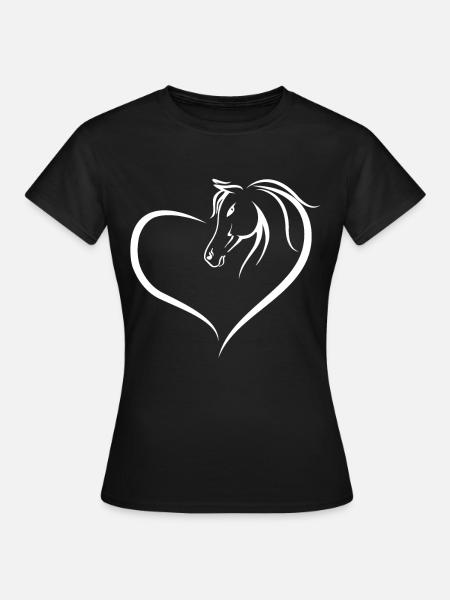 Pferde Herz Liebe Geschenk Geschenkidee - Frauen T-Shirt - Schwarz