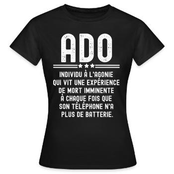 définition Ado adolescent, cadeau pour ado - T-shirt Femme - noir - Devant - AI Model Female 172 dark (172cm)