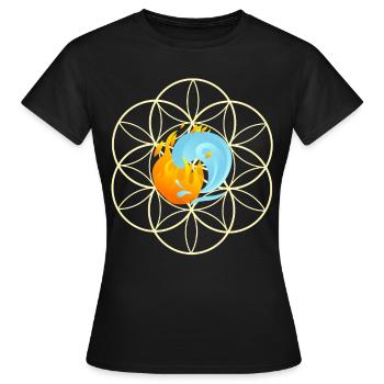 Yin Yang and the Flower of Life - Flower of Life - Women's T-Shirt - black - Front - AI Model Female 172 dark (172cm)