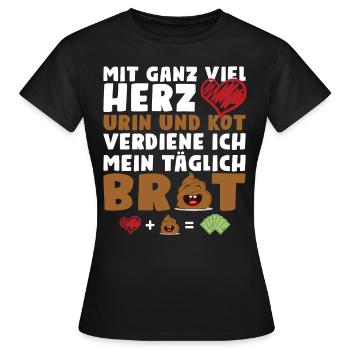 Mit ganz viel Herz Urin und Kot - Frauen T-Shirt - Schwarz - Vorne - AI Model Female 172 dark (172cm)