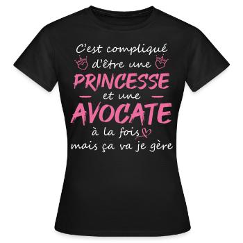 cadeau original femme princesse avocate - T-shirt Femme - noir - Devant - AI Model Female 172 dark (172cm)