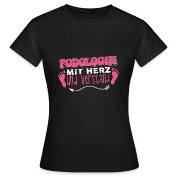 Podologin mit Herz und Verstand - Frauen T-Shirt - Schwarz - Vorne - AI Model Female 172 dark (172cm)