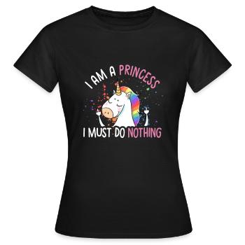 I'm a princess I don't have to do anything - Frauen T-Shirt - Schwarz - Vorne - AI Model Female 172 dark (172cm)