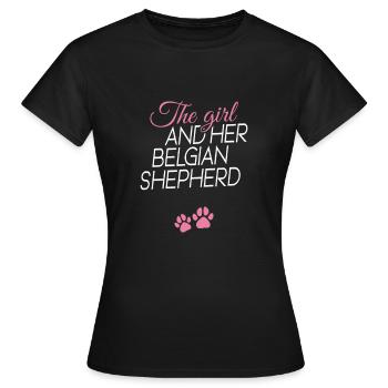 The girl and her Belgian Shepherd Belgian Malinois - Frauen T-Shirt - Schwarz - Vorne - AI Model Female 172 dark (172cm)