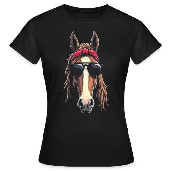 Amateur de chevaux Fier propriétaire d’un Gentle Haflinger - T-shirt Femme - noir - Devant - AI Model Female 172 dark (172cm)