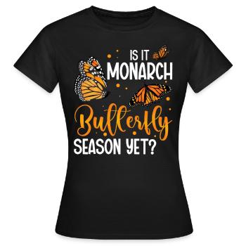 Entomologie Insecte Plante d’asclépiade Monarque Papillon - T-shirt Femme - noir - Devant - AI Model Female 172 dark (172cm)