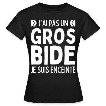 J'ai Pas Un Gros Bide Je Suis Enceinte Grossesse - T-shirt Femme - noir - Devant - AI Model Female 172 dark (172cm)