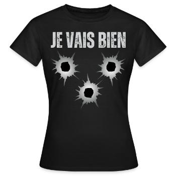 I'm fine everything is fine, bullet hole gun - Women's T-Shirt - black - Front - AI Model Female 172 dark (172cm)