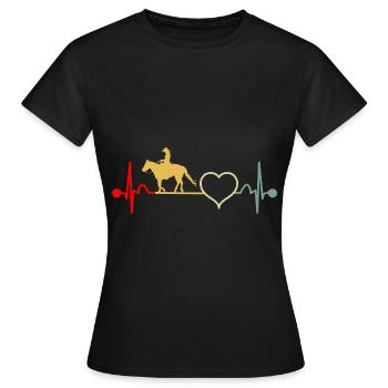 Western Riding Western Heartbeat pour les cavaliers de l’Ouest - T-shirt Femme - noir - Devant - AI Model Female 172 dark (172cm)