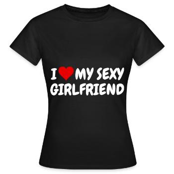 I Love My Sexy Girlfriend Party Valentinstag - Frauen T-Shirt - Schwarz - Vorne - AI Model Female 172 dark (172cm)