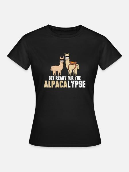 The Alpacalypse Lustiges Alpaka T-Shirt - Frauen T-Shirt - Schwarz