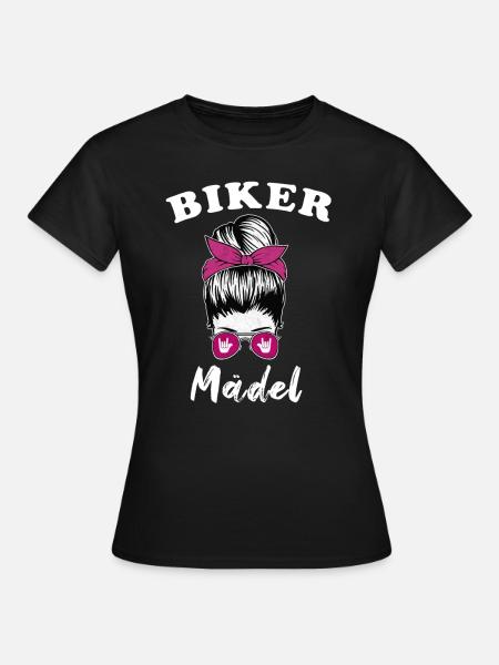 Biker Mädel Lady Motorrad Bikerin - Frauen T-Shirt - Schwarz