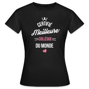 certifié meilleure collègue cadeau départ retraite - T-shirt Femme - noir - Devant - AI Model Female 172 dark (172cm)