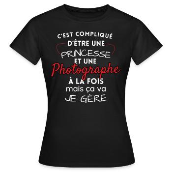Prinzessin und Fotografin, ich schaffe es! - Frauen T-Shirt - Schwarz - Vorne - AI Model Female 172 dark (172cm)