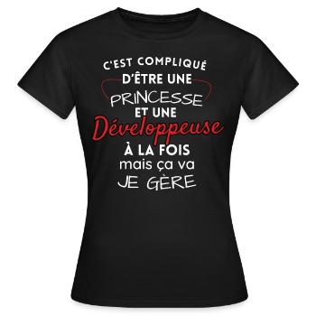 Prinzessin und Entwicklerin, ich schaffe! - Frauen T-Shirt - Schwarz - Vorne - AI Model Female 172 dark (172cm)