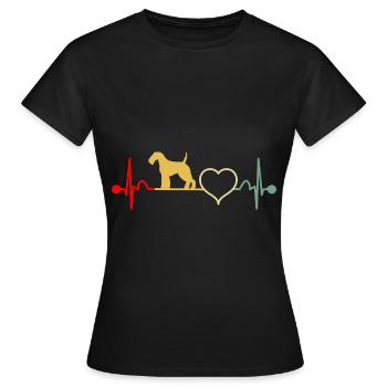 Welsh Terrier Herzschlag Vintage - Frauen T-Shirt - Schwarz - Vorne - AI Model Female 172 dark (172cm)