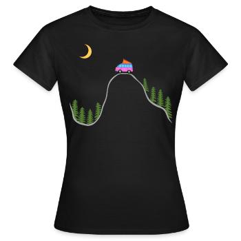 Campingbus Forêt, Tente, Camper, Wilds, Sur le toit - T-shirt Femme - noir - Devant - AI Model Female 172 dark (172cm)