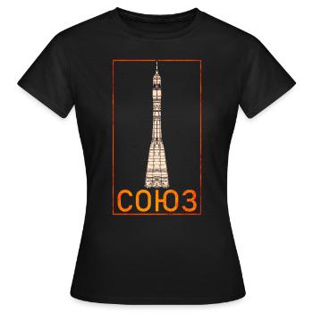 Soyuz rocket Soviet Union - Women's T-Shirt - black - Front - AI Model Female 172 dark (172cm)