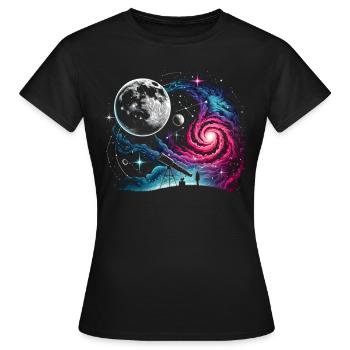 Télescope d’astronomie Espace - T-shirt Femme - noir - Devant - AI Model Female 172 dark (172cm)
