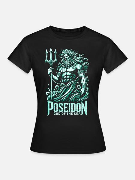 Poseidon - Gott der Meere - Frauen T-Shirt - Schwarz